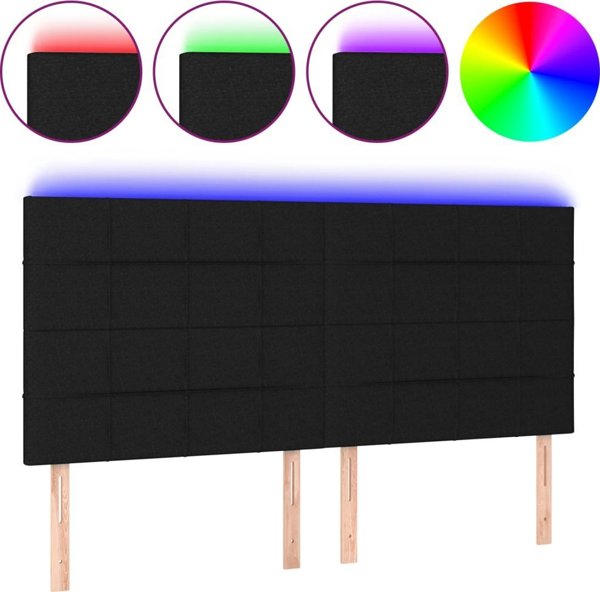 vidaXL Κεφαλάρι για κρεβάτι με LED μαύρο 160x5x118/128 εκ ύφασμα