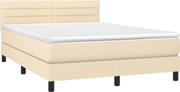 vidaXL Κρεβάτι Continental με Στρώμα, Εκρού, Υφασμάτινο, 140x200 cm