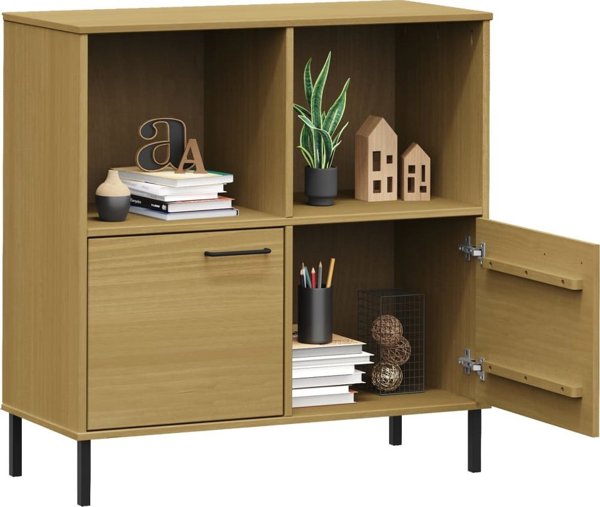 vidaXL Ράφι OSLO, Μεταλλικά Πόδια, Καφέ, 90x35x90,5 cm, Ξύλο