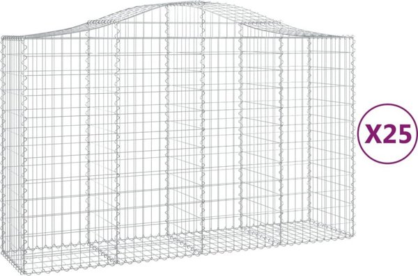 vidaXL Kosze gabionowe, 25 τεμ., 200x50x120/140 εκ, γαλβανισμένο σίδερο