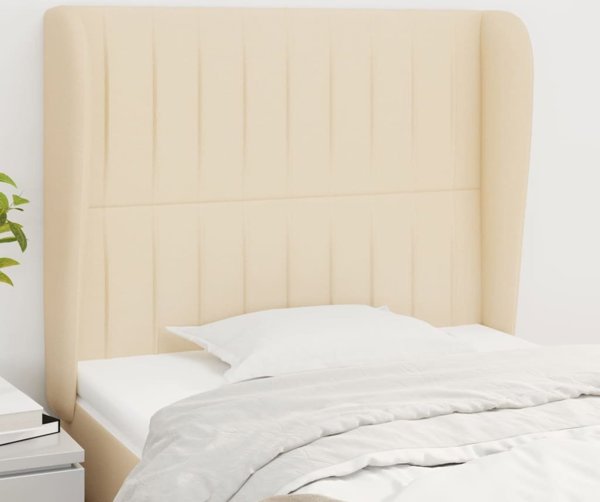 vidaXL Υποστύλωμα Κεφαλής Uszak, Κρεμ, 83x23x118/128 εκ, Υφασμάτινο