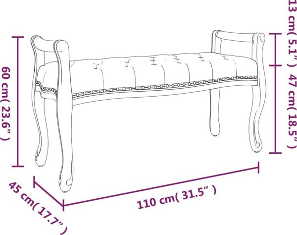vidaXL Πάγκος υφασμάτινος, σκούρο γκρι, 110x45x60 εκ.