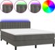 vidaXL Κρεβάτι κοντινένταλ με στρώμα και LED, γκρι βελούδο, 140x190 εκ