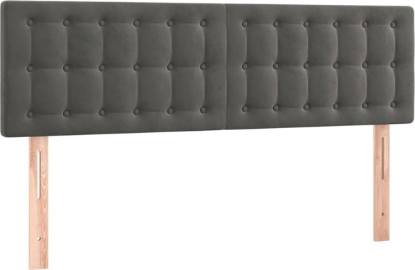 vidaXL Κρεβάτι κοντινένταλ με στρώμα και LED, γκρι βελούδο, 140x190 εκ