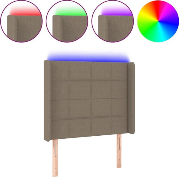 vidaXL Κεφαλάρι για κρεβάτι με LED, taupe, 83x16x118/128 cm, ύφασμα