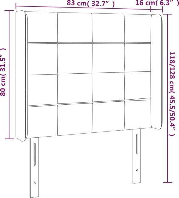 vidaXL Κεφαλάρι για κρεβάτι με LED, taupe, 83x16x118/128 cm, ύφασμα