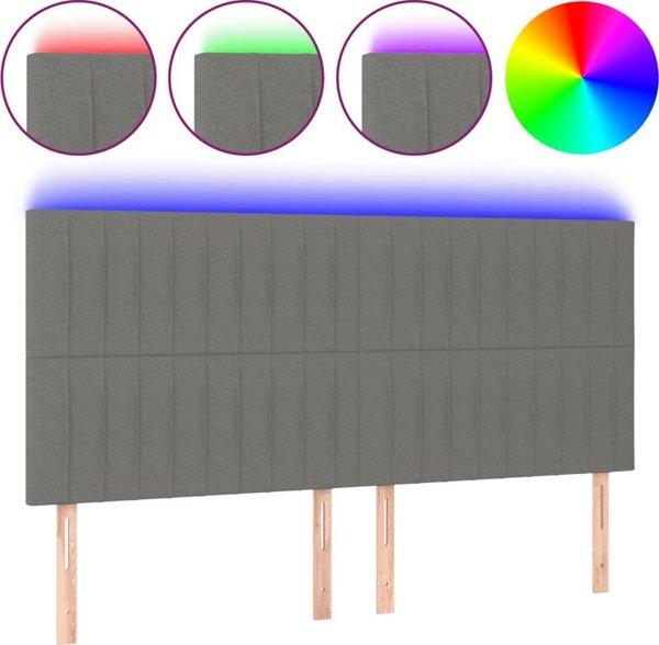 vidaXL Κεφαλάρι κρεβατιού LED, σκούρο γκρι, 200x5x118/128 εκ, ύφασμα