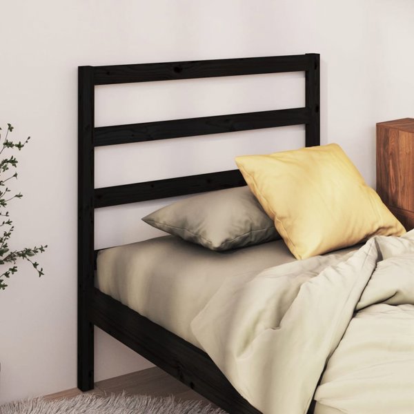 vidaXL Κεφαλάρι κρεβατιού μαύρο, 95x4x100 εκ., μασίφ ξύλο πεύκου