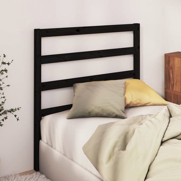 vidaXL Κεφαλάρι κρεβατιού μαύρο, 95x4x100 εκ., μασίφ ξύλο πεύκου