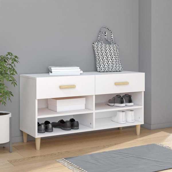 vidaXL Λευκό ντουλαπάκι παπουτσιών 102x35x55 cm από υλικό ξύλου