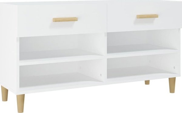 vidaXL Λευκό ντουλαπάκι παπουτσιών 102x35x55 cm από υλικό ξύλου