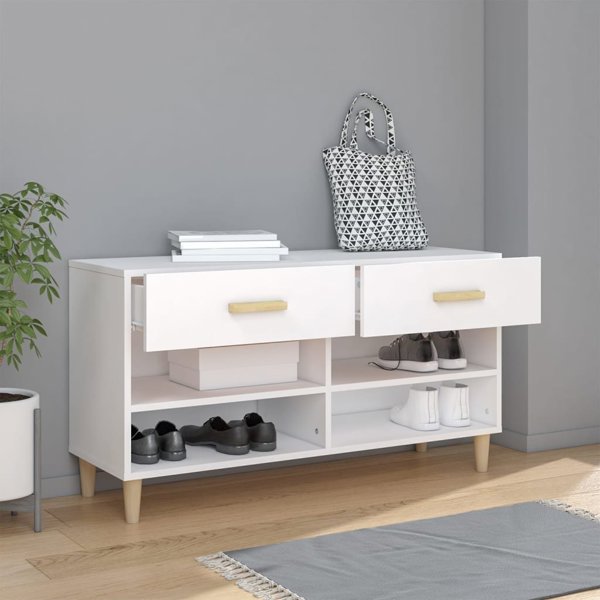 vidaXL Λευκό ντουλαπάκι παπουτσιών 102x35x55 cm από υλικό ξύλου