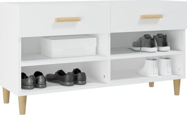 vidaXL Λευκό ντουλαπάκι παπουτσιών 102x35x55 cm από υλικό ξύλου