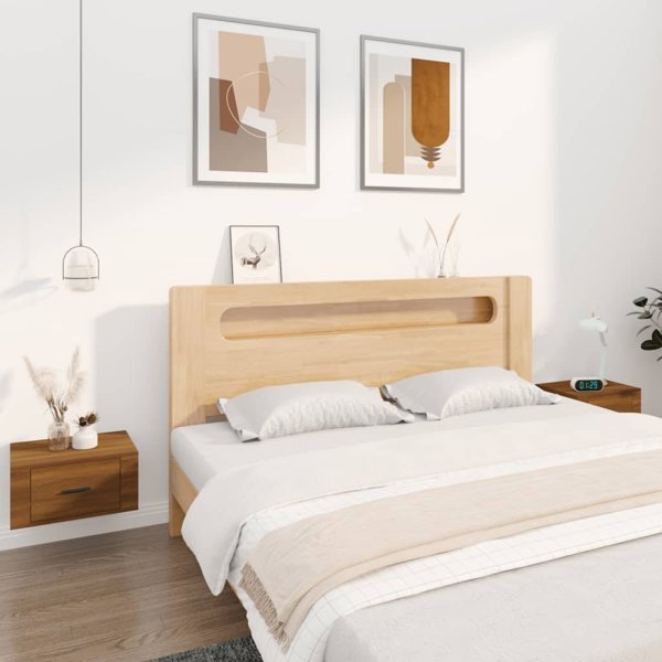 vidaXL Κρεμαστά κομοδίνα 2 τεμάχια καφέ δρυς 50x36x25 cm