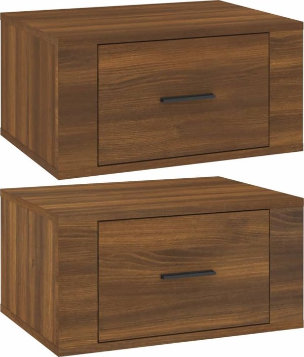 vidaXL Κρεμαστά κομοδίνα 2 τεμάχια καφέ δρυς 50x36x25 cm