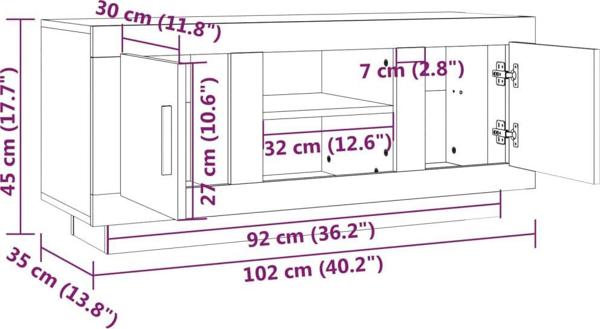 vidaXL Έπιπλο τηλεόρασης γκρι δρυς Sonoma 102x35x45 cm