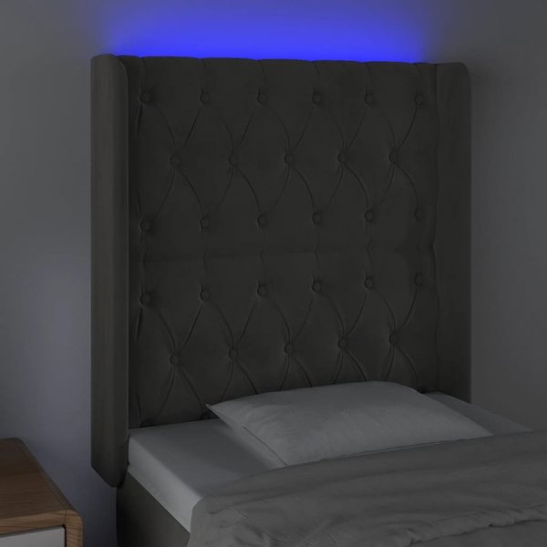 vidaXL Zaglowek do lotzka me LED, ciemnoszary, 83x16x118/128 cm, aksamit