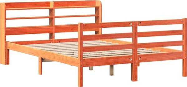 vidaXL Rama κρεβατιού χωρίς στρώμα, κερωμένο καφέ, 150x200 εκ, μασίφ πεύκο