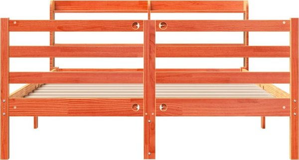 vidaXL Rama κρεβατιού χωρίς στρώμα, κερωμένο καφέ, 150x200 εκ, μασίφ πεύκο