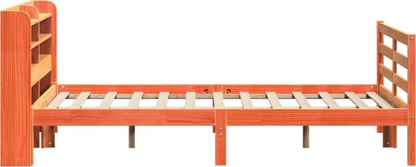 vidaXL Rama κρεβατιού χωρίς στρώμα, κερωμένο καφέ, 150x200 εκ, μασίφ πεύκο