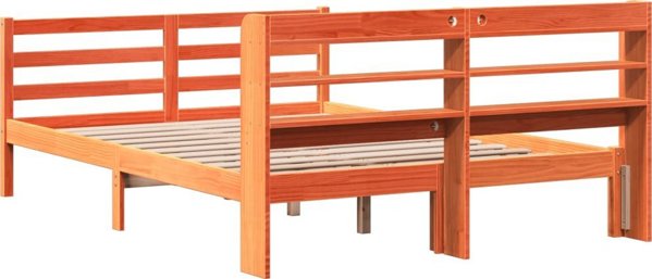 vidaXL Rama κρεβατιού χωρίς στρώμα, κερωμένο καφέ, 150x200 εκ, μασίφ πεύκο