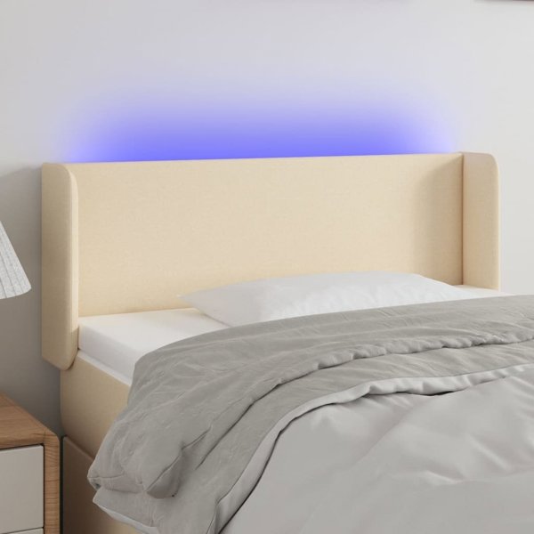 vidaXL Κεφαλάρι κρεβατιού με LED, εκρού, 83x16x78/88 cm, ύφασμα