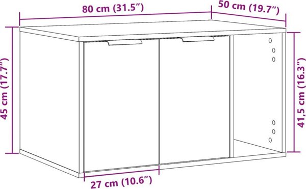 vidaXL Szafka na kuwete, przdymiony dab, 80x50x45 cm