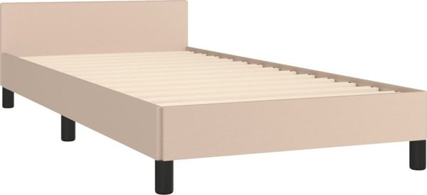 vidaXL Rama κρεβατιού με προσκέφαλο, cappuccino, 100x200 cm, τεχνητό δέρμα