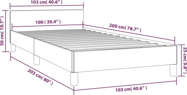 vidaXL Rama κρεβατιού με προσκέφαλο, cappuccino, 100x200 cm, τεχνητό δέρμα