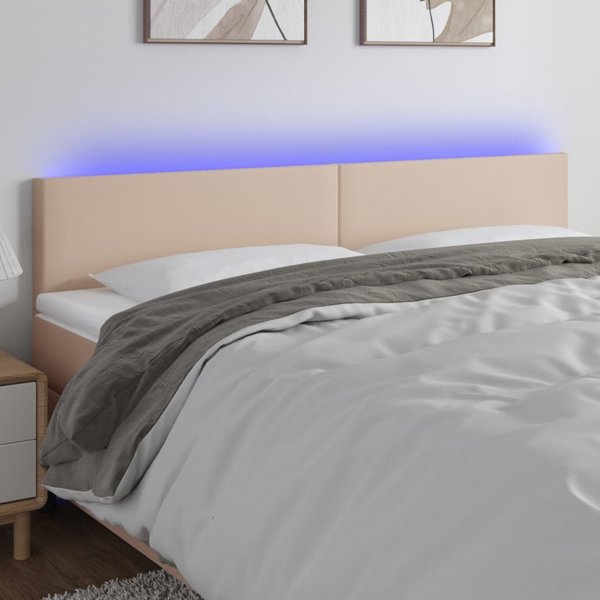 vidaXL Κεφαλάρι για κρεβάτι με LED, καπουτσίνο, 160x5x78/88 cm, οικολογικό δέρμα