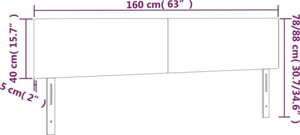 vidaXL Κεφαλάρι για κρεβάτι με LED, καπουτσίνο, 160x5x78/88 cm, οικολογικό δέρμα