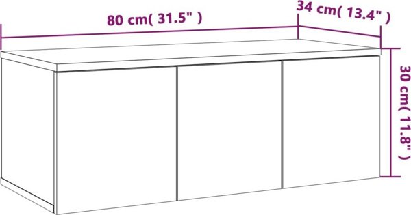 vidaXL Έπιπλο για τηλεόραση γκρι δρυς Sonoma 80x34x30 εκ.