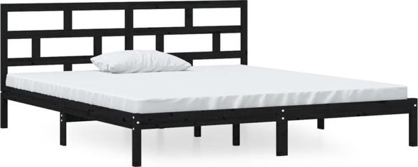vidaXL Rama lozka, czarna, lite drewno sosnowe, 140x190 cm