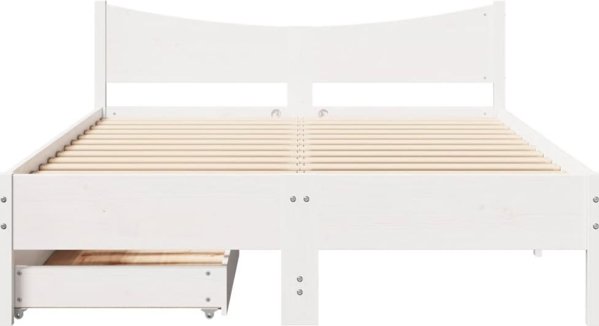 vidaXL Πλαίσιο κρεβατιού με συρτάρια, λευκό, 140x200 εκ, πεύκο