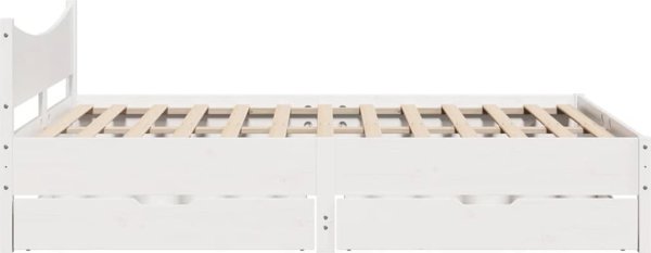 vidaXL Πλαίσιο κρεβατιού με συρτάρια, λευκό, 140x200 εκ, πεύκο