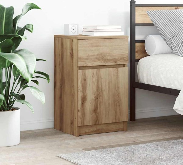 vidaXL Σετ 2 Κομοδίνα από Ξύλο Δρυός, Διαστάσεις 39x35x65 εκ.