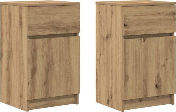 vidaXL Σετ 2 Κομοδίνα από Ξύλο Δρυός, Διαστάσεις 39x35x65 εκ.