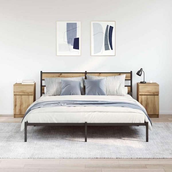 vidaXL Σετ 2 Κομοδίνα από Ξύλο Δρυός, Διαστάσεις 39x35x65 εκ.