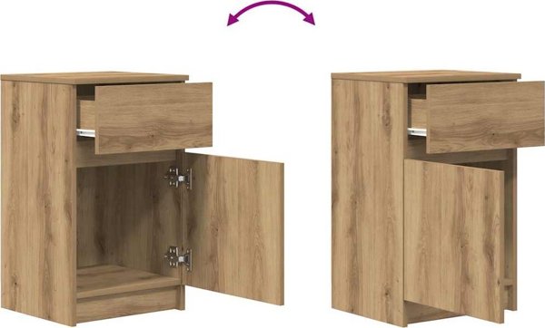 vidaXL Σετ 2 Κομοδίνα από Ξύλο Δρυός, Διαστάσεις 39x35x65 εκ.