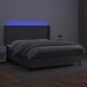 vidaXL Lodzko kontynentalne z materacem i LED, szara ekoskora 180x200 cm