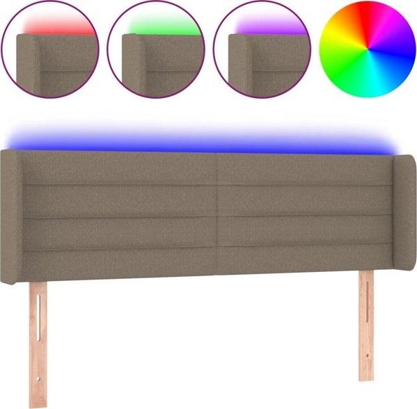 vidaXL Zagloszek do lozka z LED taupe 147x16x78/88 cm tkanina