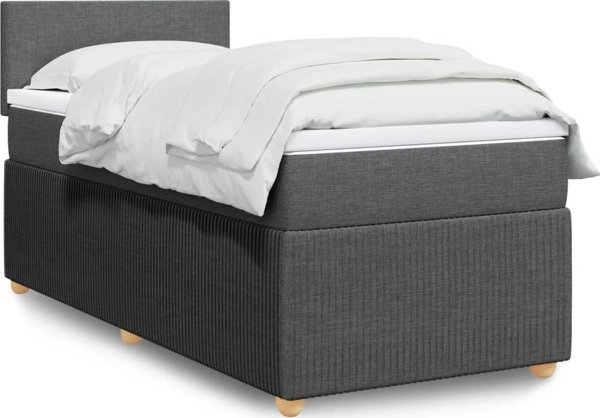vidaXL Κρεβάτι Continental με στρώμα, σκούρο γκρι ύφασμα 80x200 εκ