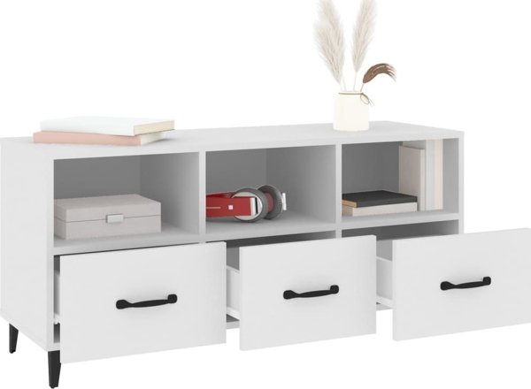 vidaXL Szafka pod TV biala 102x35x50 cm