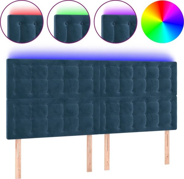 vidaXL Κεφαλάρι κρεβατιού με LED, σκούρο μπλε, 200x5x118/128 cm