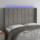 vidaXL Zaglowek do lozka z LED, jasnoszary, 147x16x118/128 cm, aksamit