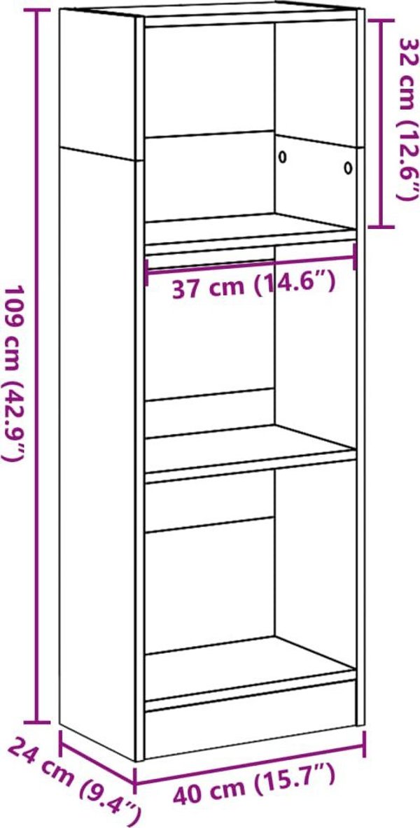 vidaXL Ραφιέρα, γκρι απόχρωση σκυροδέματος, 40x24x109 cm, υλικό ξυλομάζας