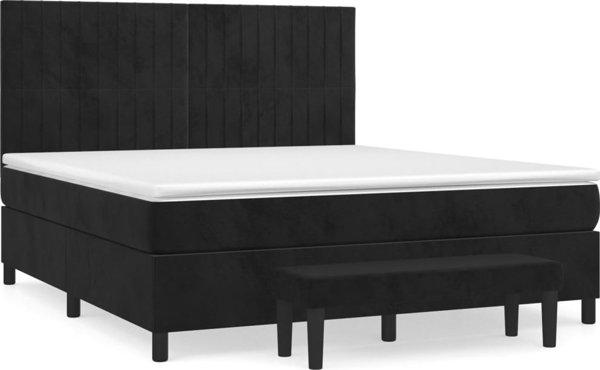 vidaXL Κρεβάτι Continental με στρώμα, μαύρο βελούδο 160x200 cm