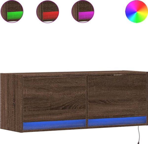 vidaXL Επιτοίχια τηλεόραση με LED, καφέ ντουμπσόνομα, 100x31x35 εκ.