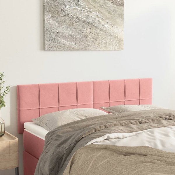 vidaXL Σετ δύο κεφαλάρια για κρεβάτι, ροζ, 72x5x78/88 cm, βελούδο
