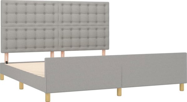 vidaXL Πλαίσιο κρεβατιού με κεφαλάρι, ανοιχτό γκρι, 180x200 εκ., επενδεδυμένο με ύφασμα
